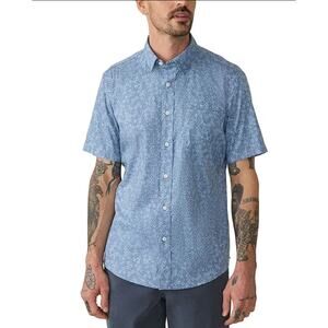 Faherty Movement Performance Short Sleeve Woven Shirt Printed Blue Men's